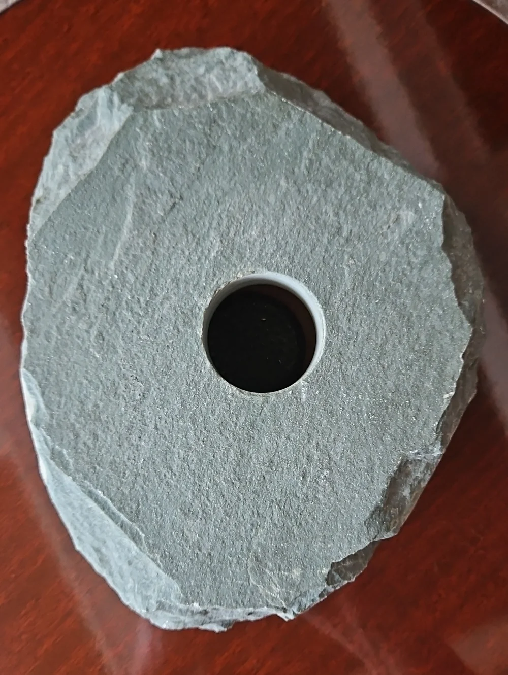 Natural Slate Stone Ikebana Vase with Built-in Kenzan Pin Frog
